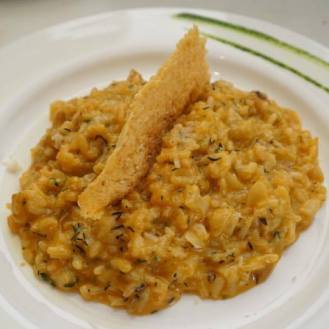 Punpkin risotto with water chestnuts